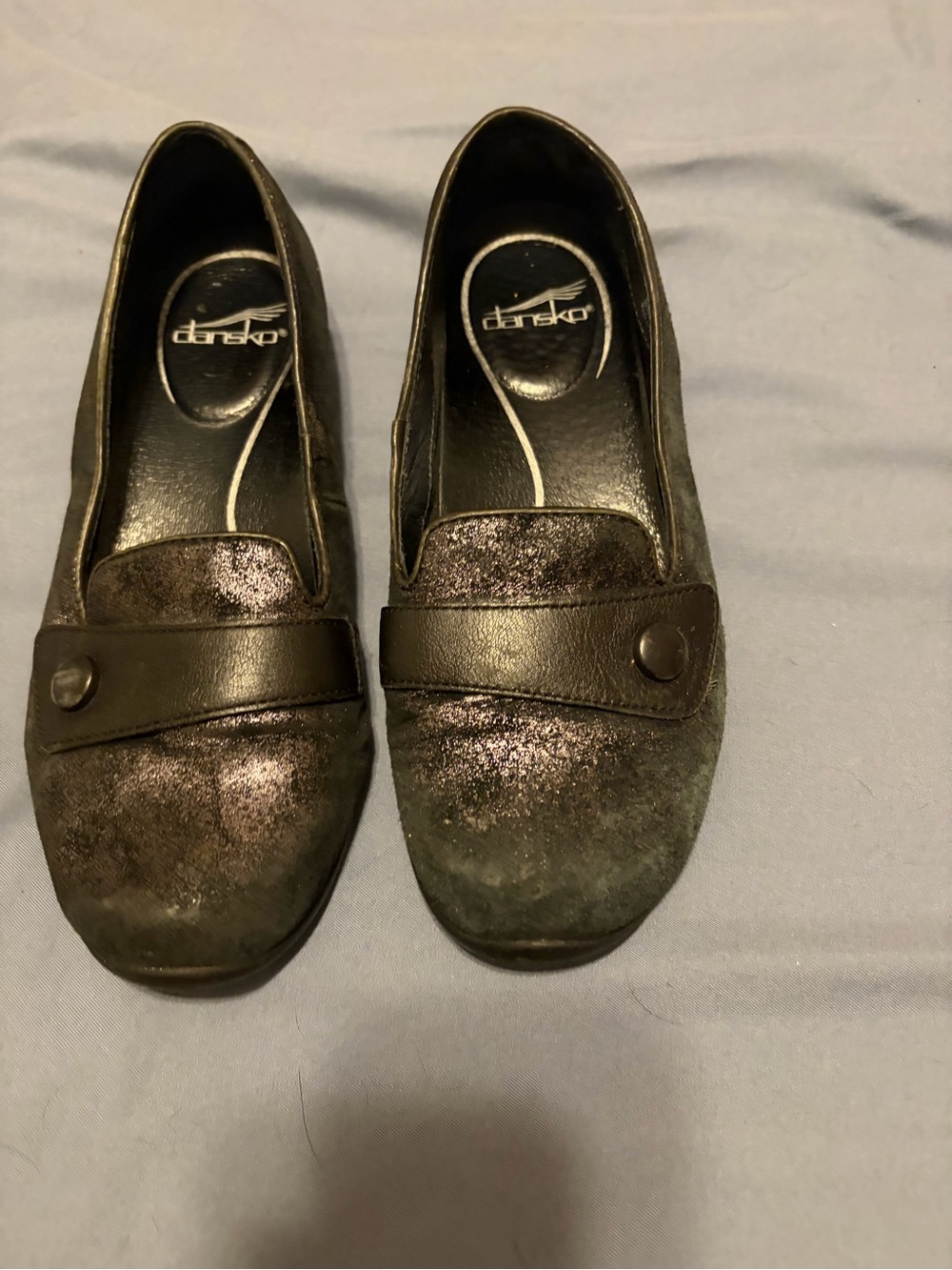 Dansko Women’s Metallic Black Slip-On Loafers